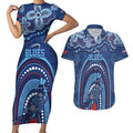 Personalized Australia NSW Rugby Indigenous Series Couples Matching Short Sleeve Bodycon Dress and Hawaiian Shirt Blues Platypus