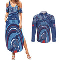 Personalized Australia NSW Rugby Indigenous Series Couples Matching Summer Maxi Dress and Long Sleeve Button Shirt Blues Platypus