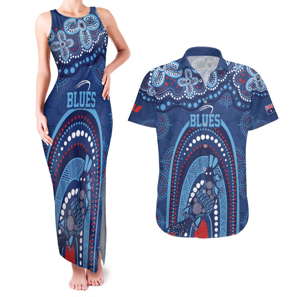 Personalized Australia NSW Rugby Indigenous Series Couples Matching Tank Maxi Dress and Hawaiian Shirt Blues Platypus