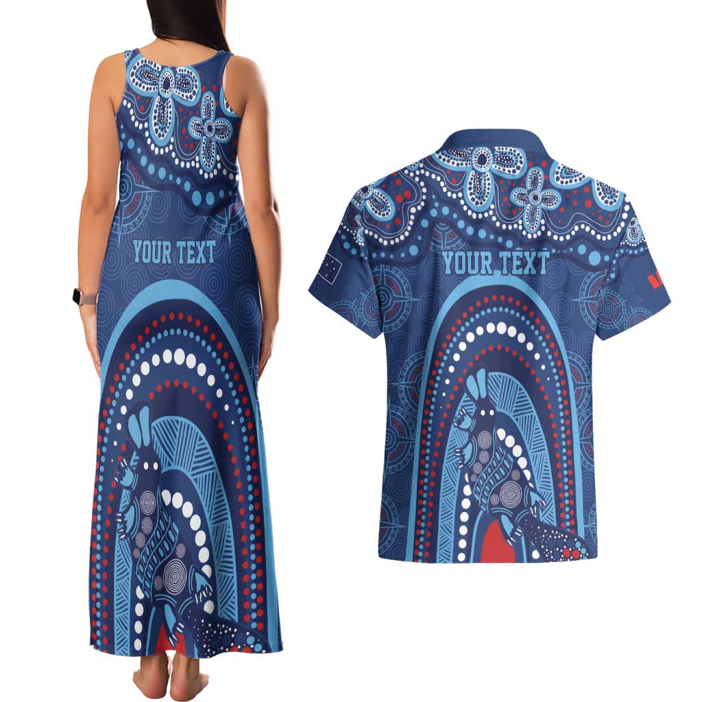 Personalized Australia NSW Rugby Indigenous Series Couples Matching Tank Maxi Dress and Hawaiian Shirt Blues Platypus