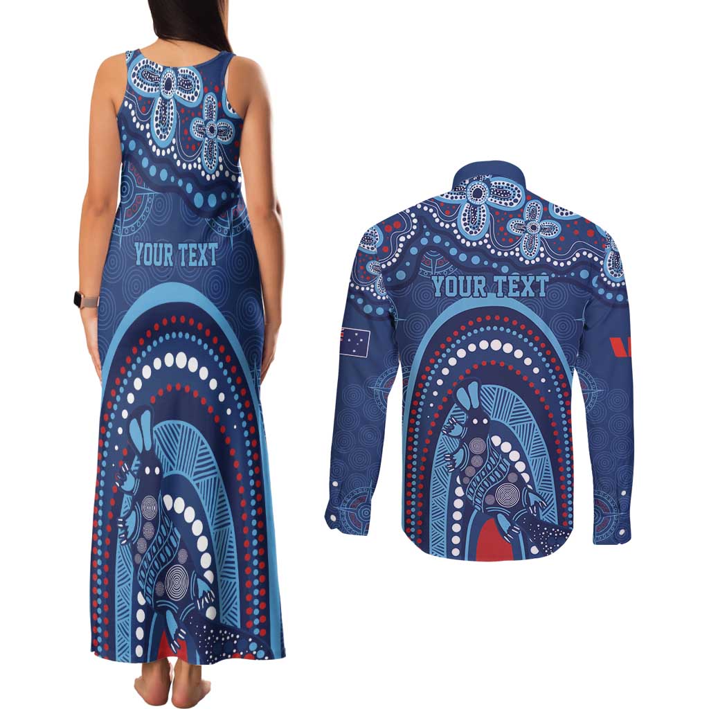 Personalized Australia NSW Rugby Indigenous Series Couples Matching Tank Maxi Dress and Long Sleeve Button Shirt Blues Platypus