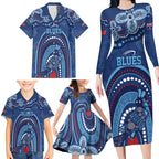 Personalized Australia NSW Rugby Indigenous Series Family Matching Long Sleeve Bodycon Dress and Hawaiian Shirt Blues Platypus