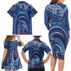 Personalized Australia NSW Rugby Indigenous Series Family Matching Long Sleeve Bodycon Dress and Hawaiian Shirt Blues Platypus