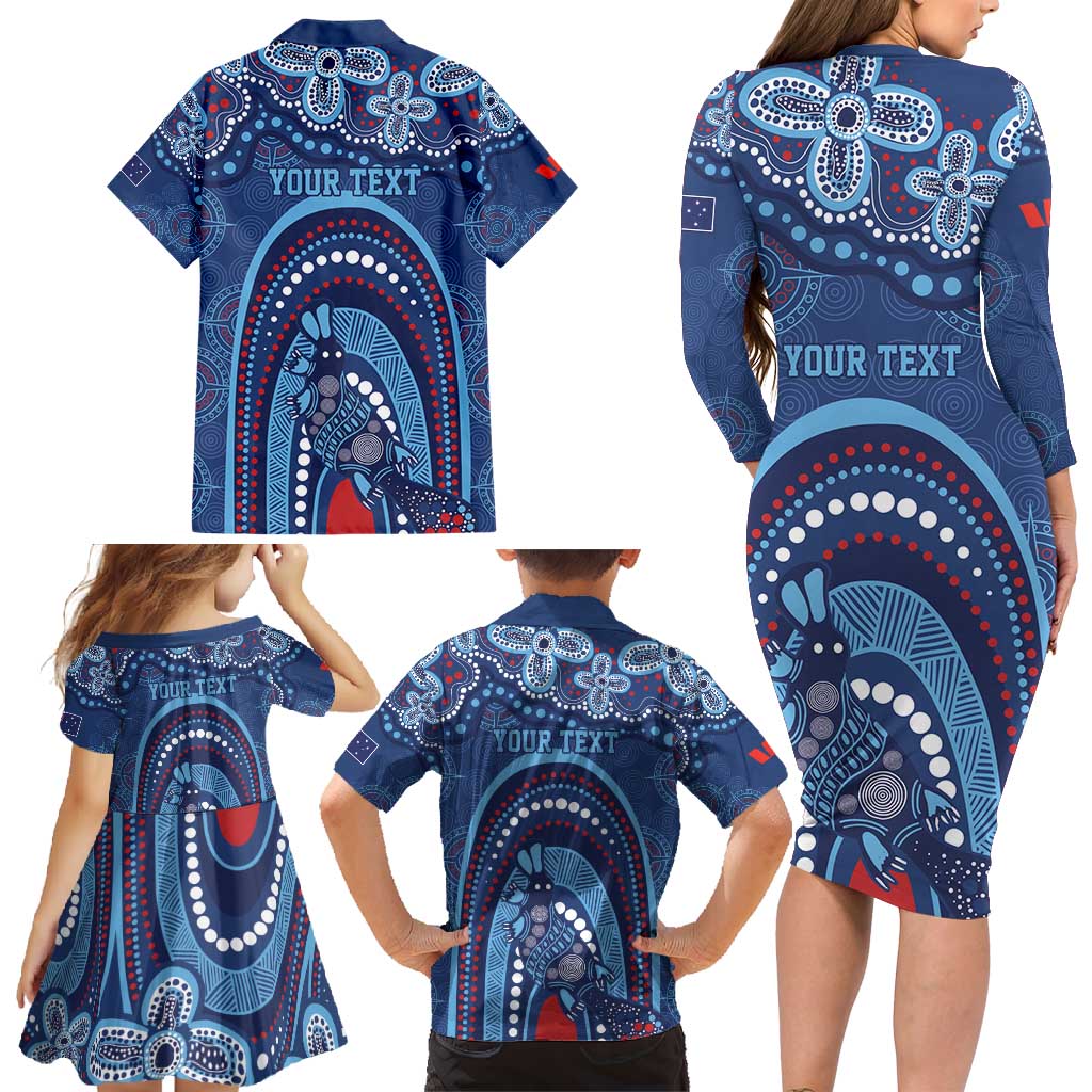 Personalized Australia NSW Rugby Indigenous Series Family Matching Long Sleeve Bodycon Dress and Hawaiian Shirt Blues Platypus