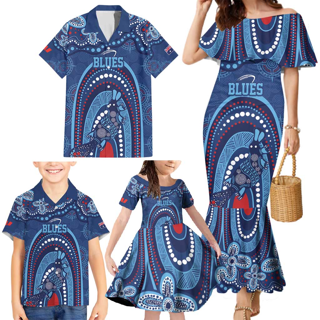 Personalized Australia NSW Rugby Indigenous Series Family Matching Mermaid Dress and Hawaiian Shirt Blues Platypus