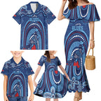Personalized Australia NSW Rugby Indigenous Series Family Matching Mermaid Dress and Hawaiian Shirt Blues Platypus