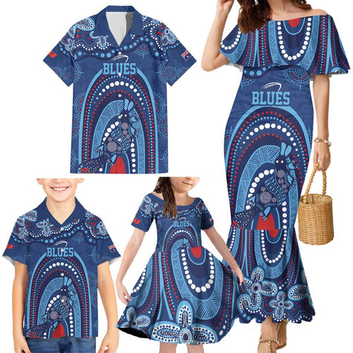 Personalized Australia NSW Rugby Indigenous Series Family Matching Mermaid Dress and Hawaiian Shirt Blues Platypus
