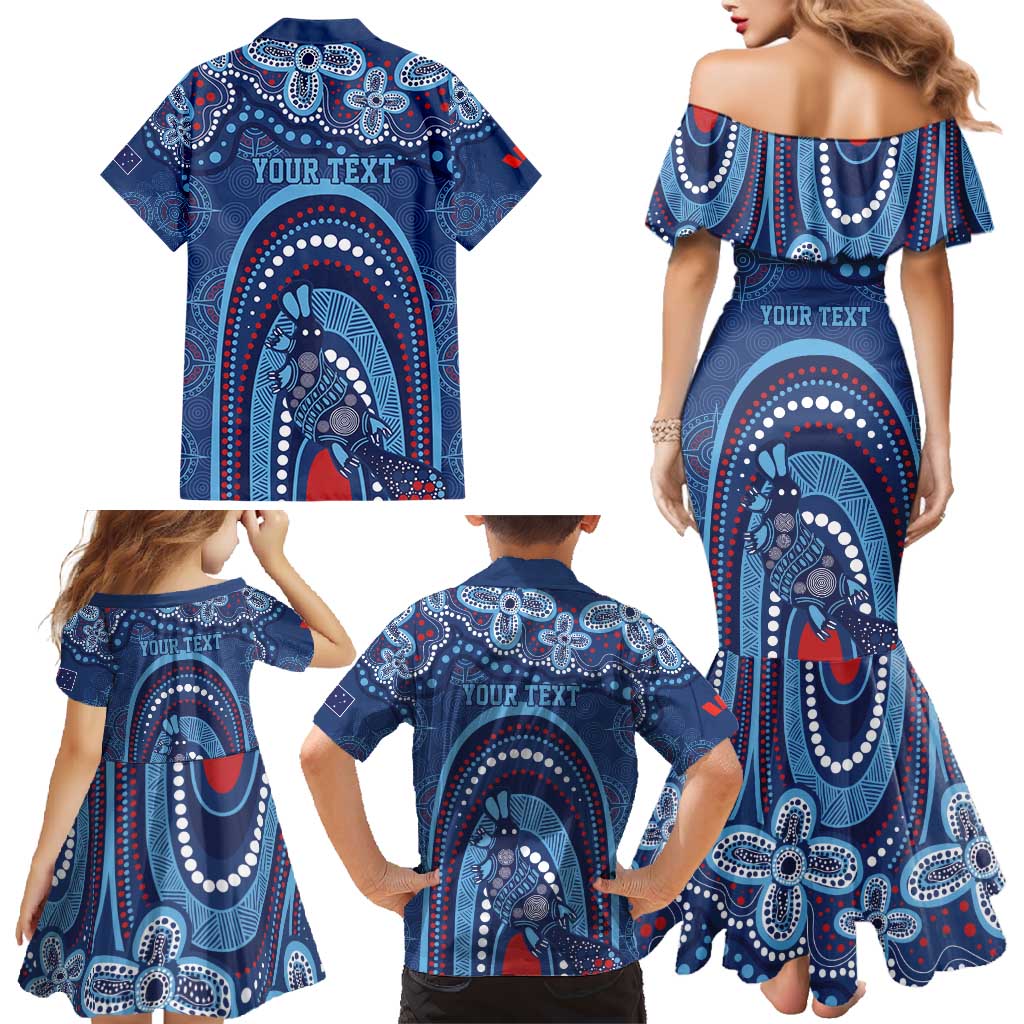 Personalized Australia NSW Rugby Indigenous Series Family Matching Mermaid Dress and Hawaiian Shirt Blues Platypus