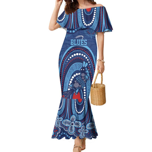 Personalized Australia NSW Rugby Indigenous Series Family Matching Mermaid Dress and Hawaiian Shirt Blues Platypus