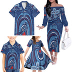 Personalized Australia NSW Rugby Indigenous Series Family Matching Off The Shoulder Long Sleeve Dress and Hawaiian Shirt Blues Platypus