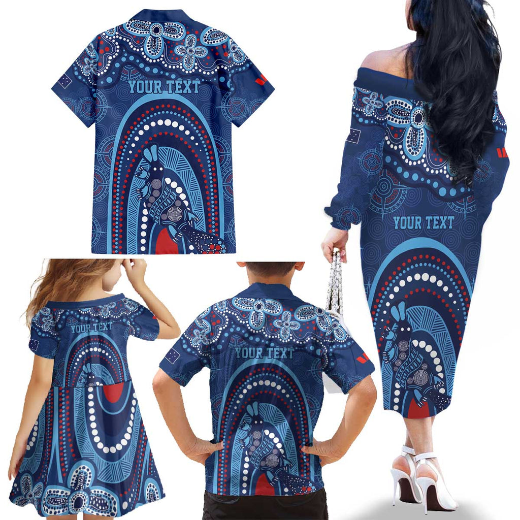 Personalized Australia NSW Rugby Indigenous Series Family Matching Off The Shoulder Long Sleeve Dress and Hawaiian Shirt Blues Platypus