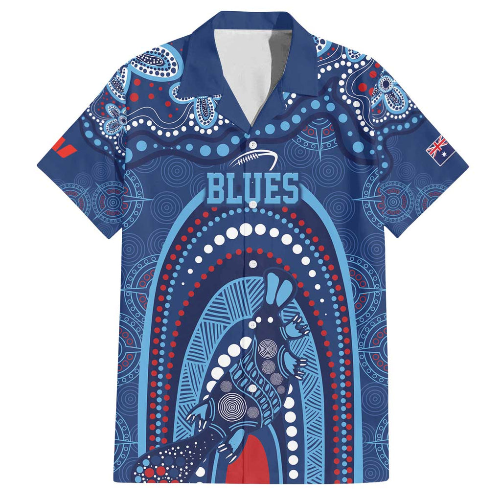 Personalized Australia NSW Rugby Indigenous Series Family Matching Off The Shoulder Long Sleeve Dress and Hawaiian Shirt Blues Platypus