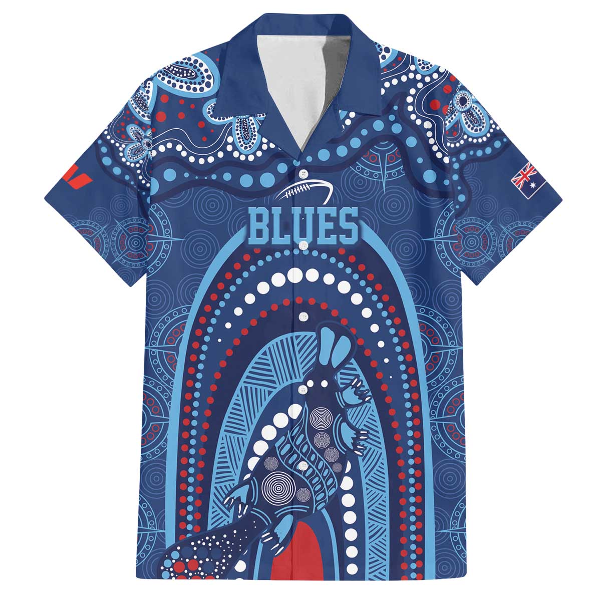 Personalized Australia NSW Rugby Indigenous Series Family Matching Off The Shoulder Long Sleeve Dress and Hawaiian Shirt Blues Platypus