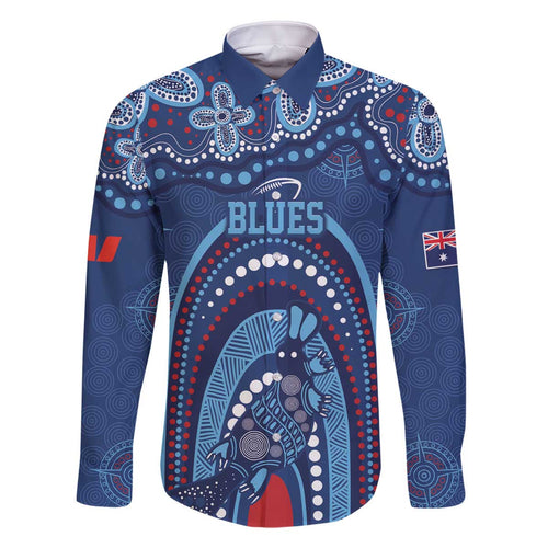 Personalized Australia NSW Rugby Indigenous Series Family Matching Off The Shoulder Long Sleeve Dress and Hawaiian Shirt Blues Platypus