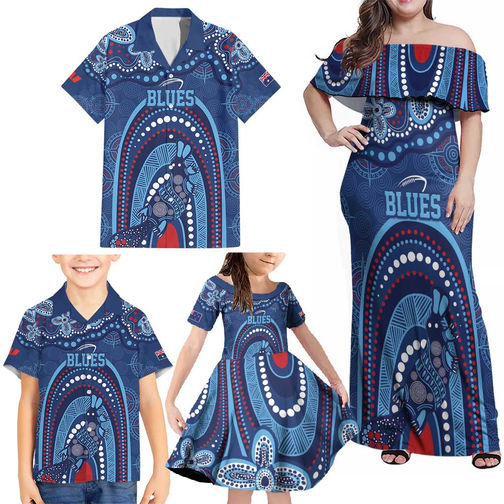 Personalized Australia NSW Rugby Indigenous Series Family Matching Off Shoulder Maxi Dress and Hawaiian Shirt Blues Platypus