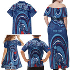 Personalized Australia NSW Rugby Indigenous Series Family Matching Off Shoulder Maxi Dress and Hawaiian Shirt Blues Platypus