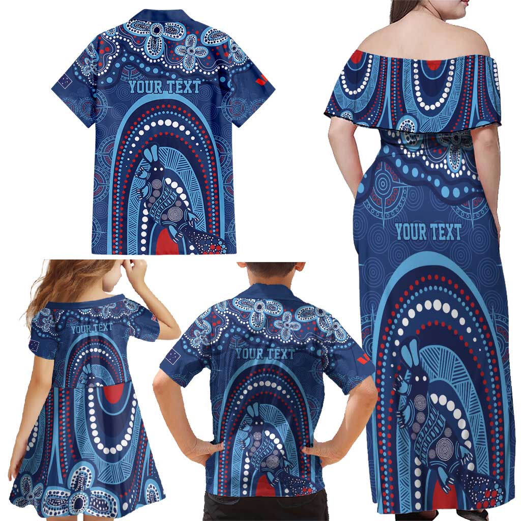 Personalized Australia NSW Rugby Indigenous Series Family Matching Off Shoulder Maxi Dress and Hawaiian Shirt Blues Platypus