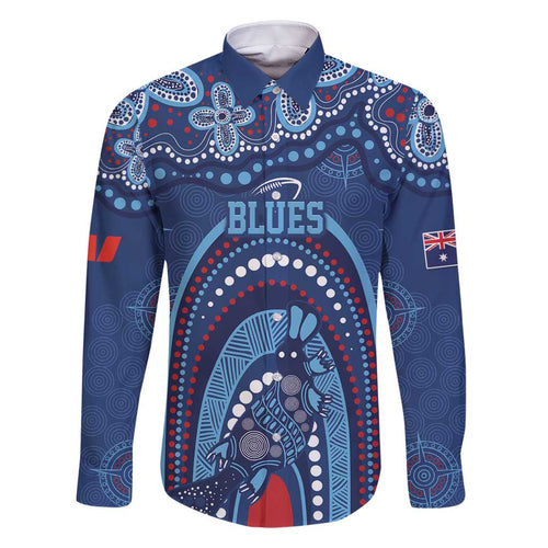 Personalized Australia NSW Rugby Indigenous Series Family Matching Off Shoulder Maxi Dress and Hawaiian Shirt Blues Platypus