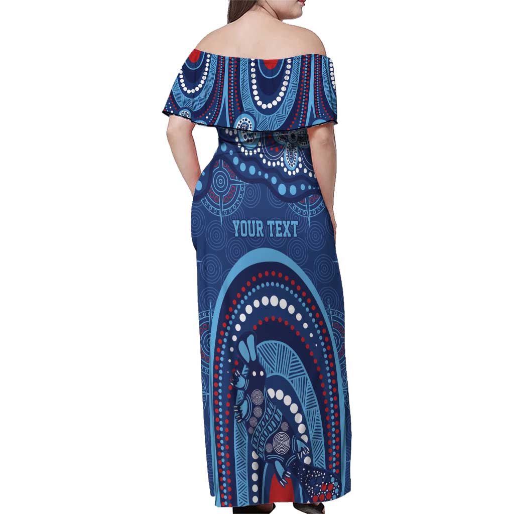 Personalized Australia NSW Rugby Indigenous Series Family Matching Off Shoulder Maxi Dress and Hawaiian Shirt Blues Platypus