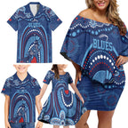 Personalized Australia NSW Rugby Indigenous Series Family Matching Off Shoulder Short Dress and Hawaiian Shirt Blues Platypus