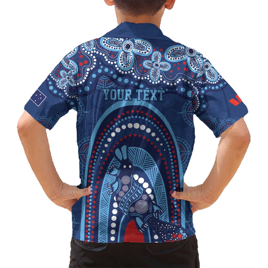 Personalized Australia NSW Rugby Indigenous Series Family Matching Off Shoulder Short Dress and Hawaiian Shirt Blues Platypus