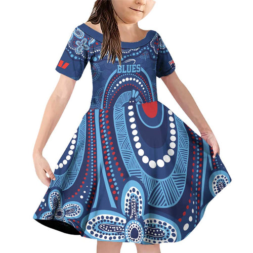 Personalized Australia NSW Rugby Indigenous Series Family Matching Off Shoulder Short Dress and Hawaiian Shirt Blues Platypus