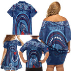 Personalized Australia NSW Rugby Indigenous Series Family Matching Off Shoulder Short Dress and Hawaiian Shirt Blues Platypus