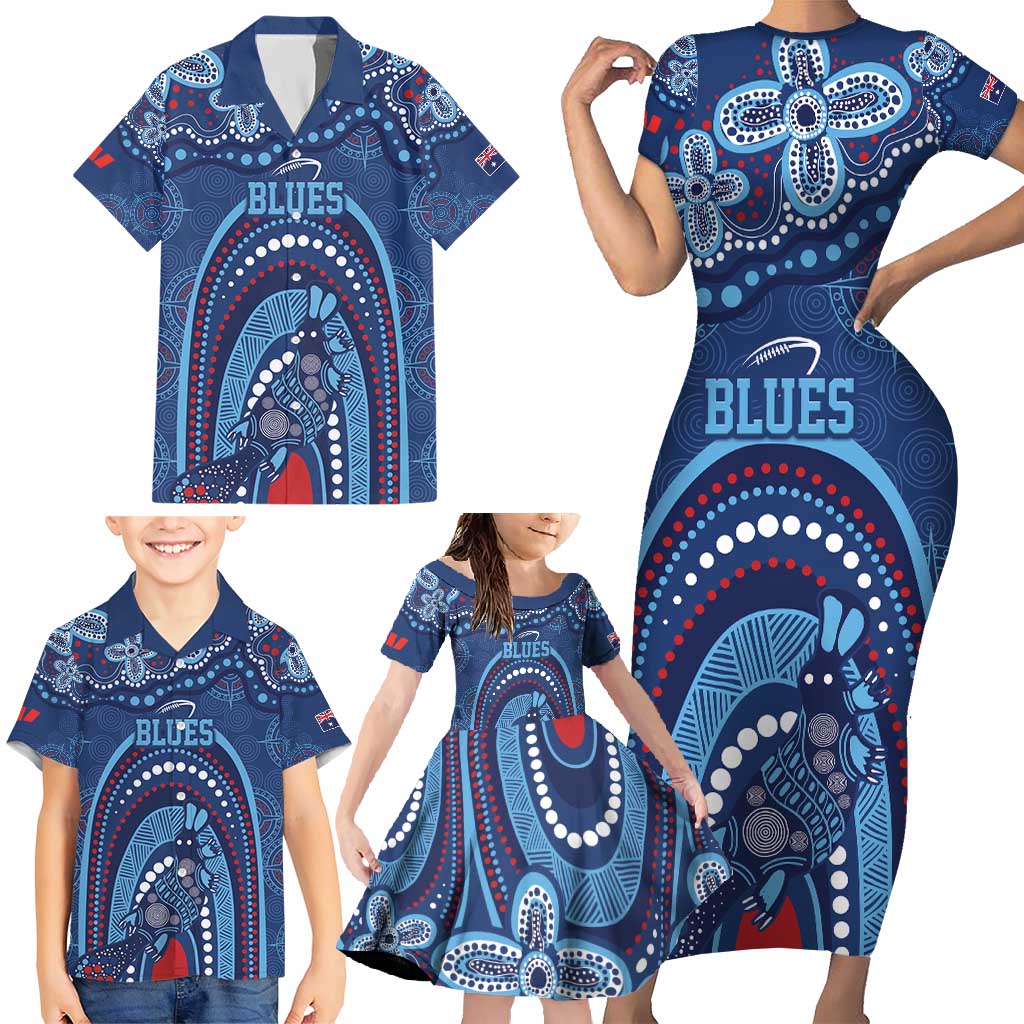 Personalized Australia NSW Rugby Indigenous Series Family Matching Short Sleeve Bodycon Dress and Hawaiian Shirt Blues Platypus