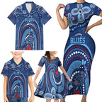 Personalized Australia NSW Rugby Indigenous Series Family Matching Short Sleeve Bodycon Dress and Hawaiian Shirt Blues Platypus