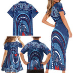 Personalized Australia NSW Rugby Indigenous Series Family Matching Short Sleeve Bodycon Dress and Hawaiian Shirt Blues Platypus