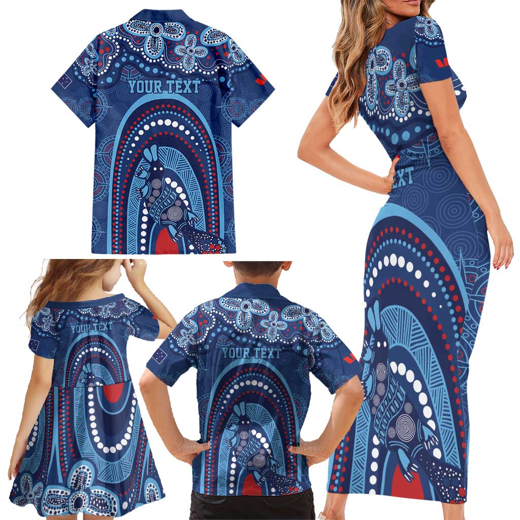 Personalized Australia NSW Rugby Indigenous Series Family Matching Short Sleeve Bodycon Dress and Hawaiian Shirt Blues Platypus