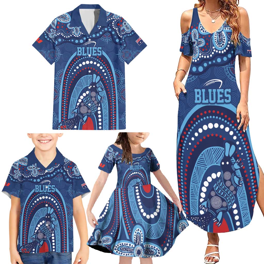 Personalized Australia NSW Rugby Indigenous Series Family Matching Summer Maxi Dress and Hawaiian Shirt Blues Platypus