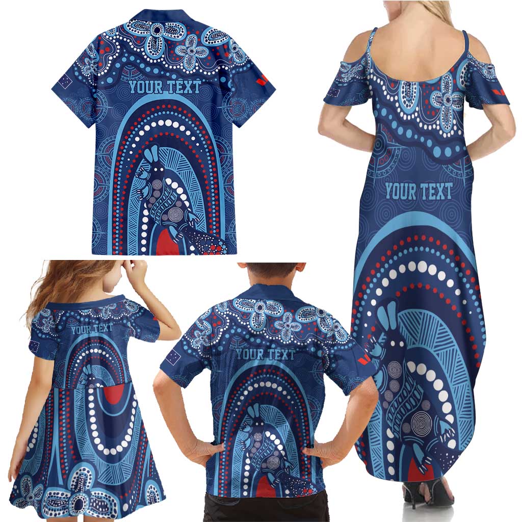 Personalized Australia NSW Rugby Indigenous Series Family Matching Summer Maxi Dress and Hawaiian Shirt Blues Platypus