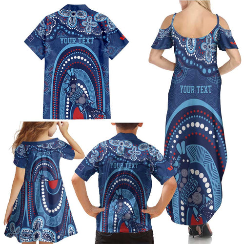 Personalized Australia NSW Rugby Indigenous Series Family Matching Summer Maxi Dress and Hawaiian Shirt Blues Platypus