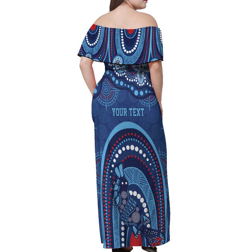 Personalized Australia NSW Rugby Indigenous Series Off Shoulder Maxi Dress Blues Platypus
