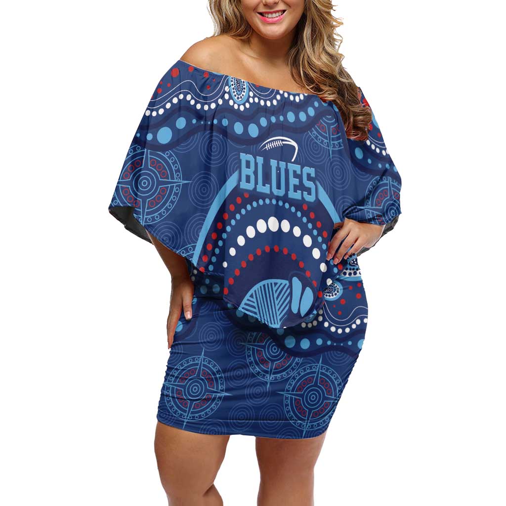Personalized Australia NSW Rugby Indigenous Series Off Shoulder Short Dress Blues Platypus