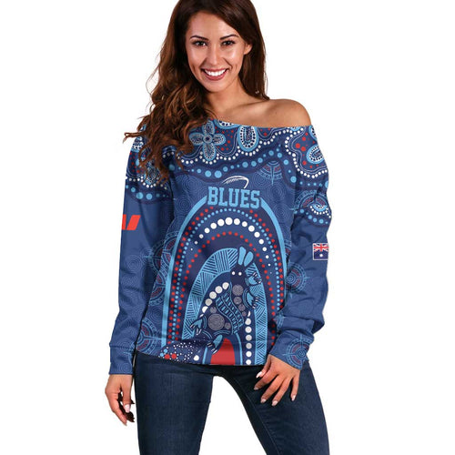 Personalized Australia NSW Rugby Indigenous Series Off Shoulder Sweater Blues Platypus
