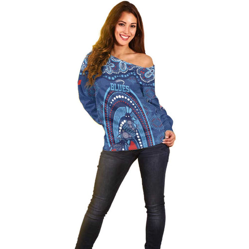 Personalized Australia NSW Rugby Indigenous Series Off Shoulder Sweater Blues Platypus