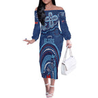 Personalized Australia NSW Rugby Indigenous Series Off The Shoulder Long Sleeve Dress Blues Platypus