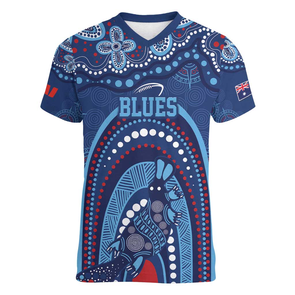 Personalized Australia NSW Rugby Indigenous Series Women V-Neck T-Shirt Blues Platypus