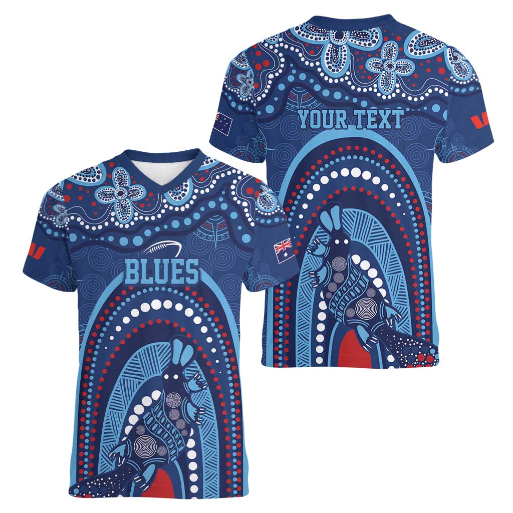 Personalized Australia NSW Rugby Indigenous Series Women V-Neck T-Shirt Blues Platypus