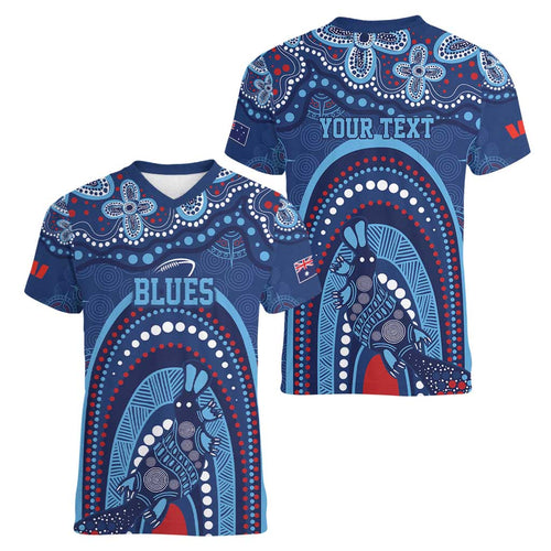 Personalized Australia NSW Rugby Indigenous Series Women V-Neck T-Shirt Blues Platypus