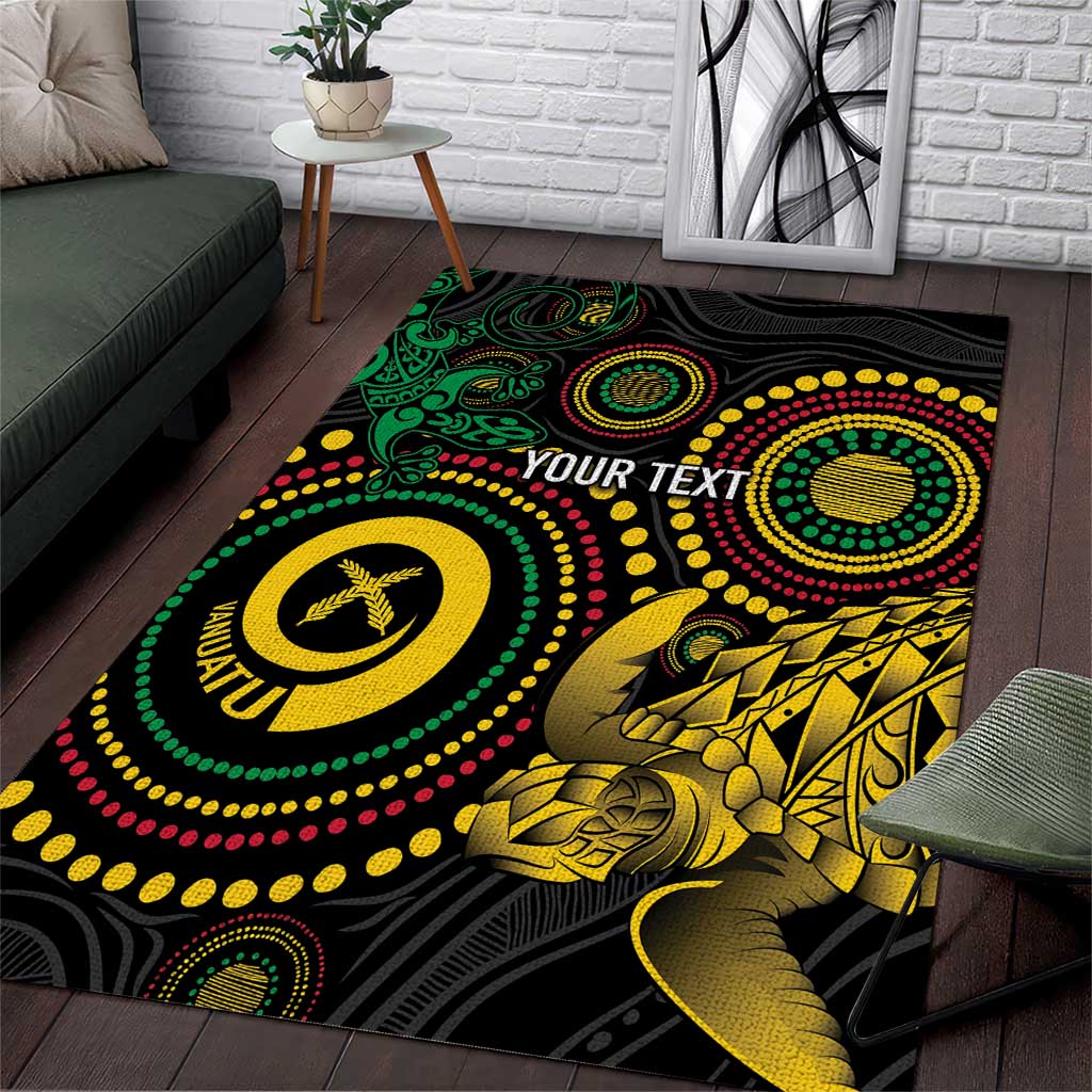 Vanuatu Personalized Aboriginal Arts Area Rug Turtle and Iguana Special - Aussie Hoodie
