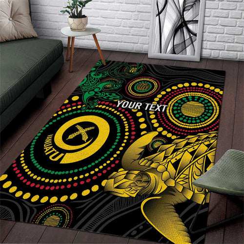 Vanuatu Personalized Aboriginal Arts Area Rug Turtle and Iguana Special - Aussie Hoodie