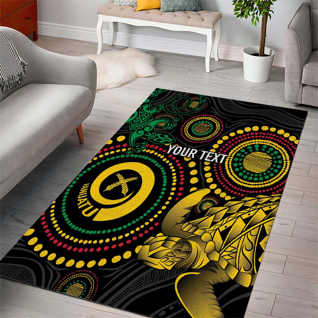 Vanuatu Personalized Aboriginal Arts Area Rug Turtle and Iguana Special - Aussie Hoodie