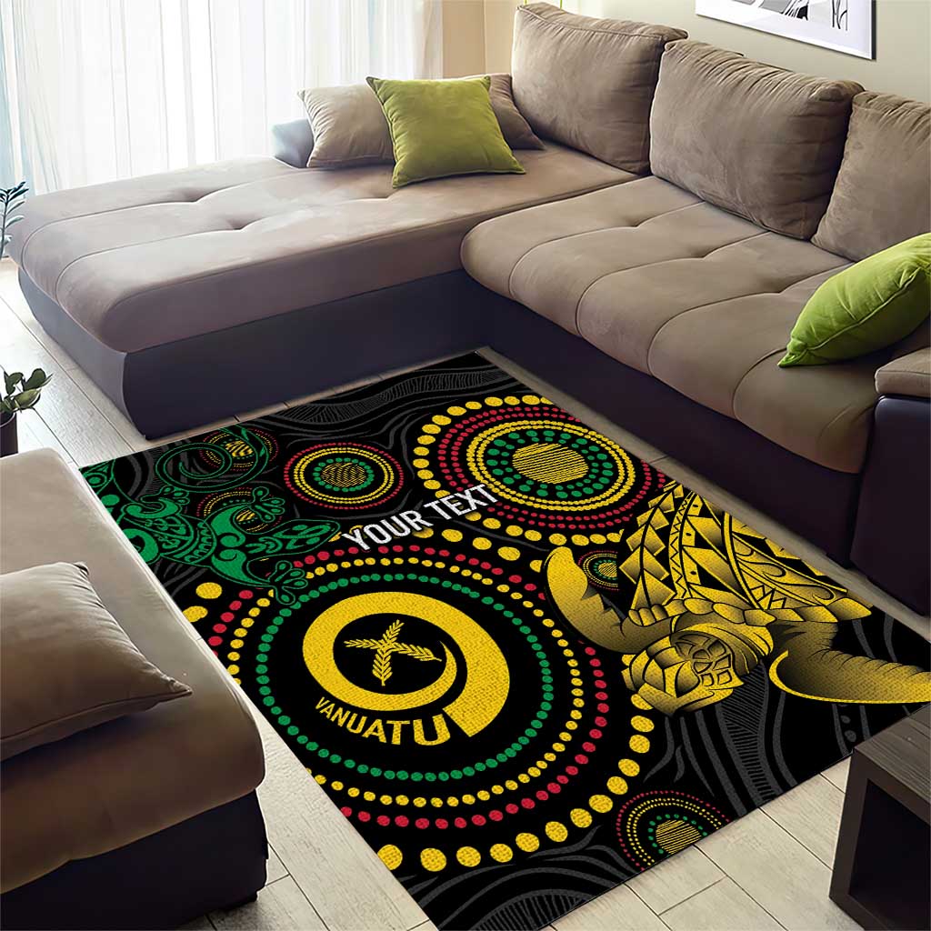 Vanuatu Personalized Aboriginal Arts Area Rug Turtle and Iguana Special - Aussie Hoodie