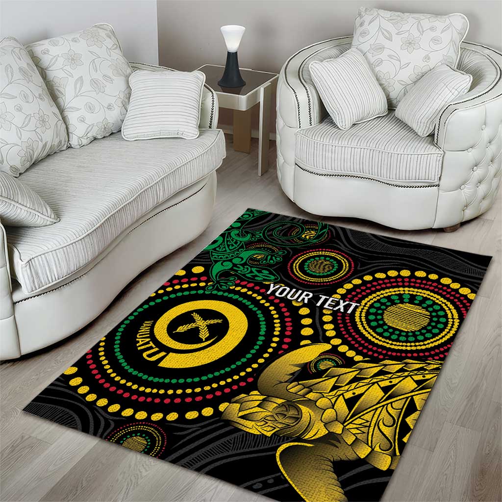 Vanuatu Personalized Aboriginal Arts Area Rug Turtle and Iguana Special - Aussie Hoodie