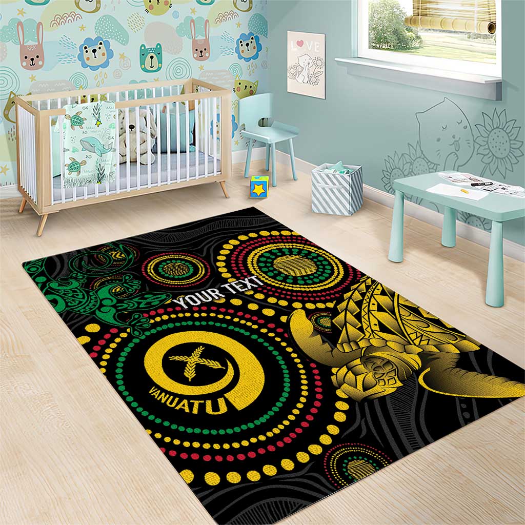 Vanuatu Personalized Aboriginal Arts Area Rug Turtle and Iguana Special - Aussie Hoodie