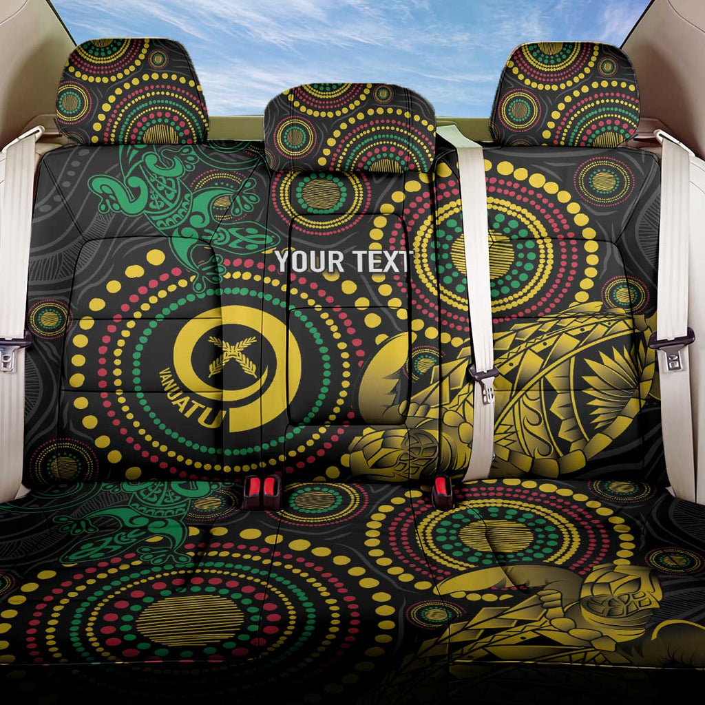 Vanuatu Personalized Aboriginal Arts Back Car Seat Cover Turtle and Iguana Special - Aussie Hoodie
