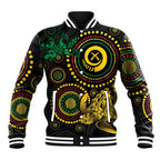 Vanuatu Personalized Aboriginal Arts Baseball Jacket Turtle and Iguana Special - Aussie Hoodie